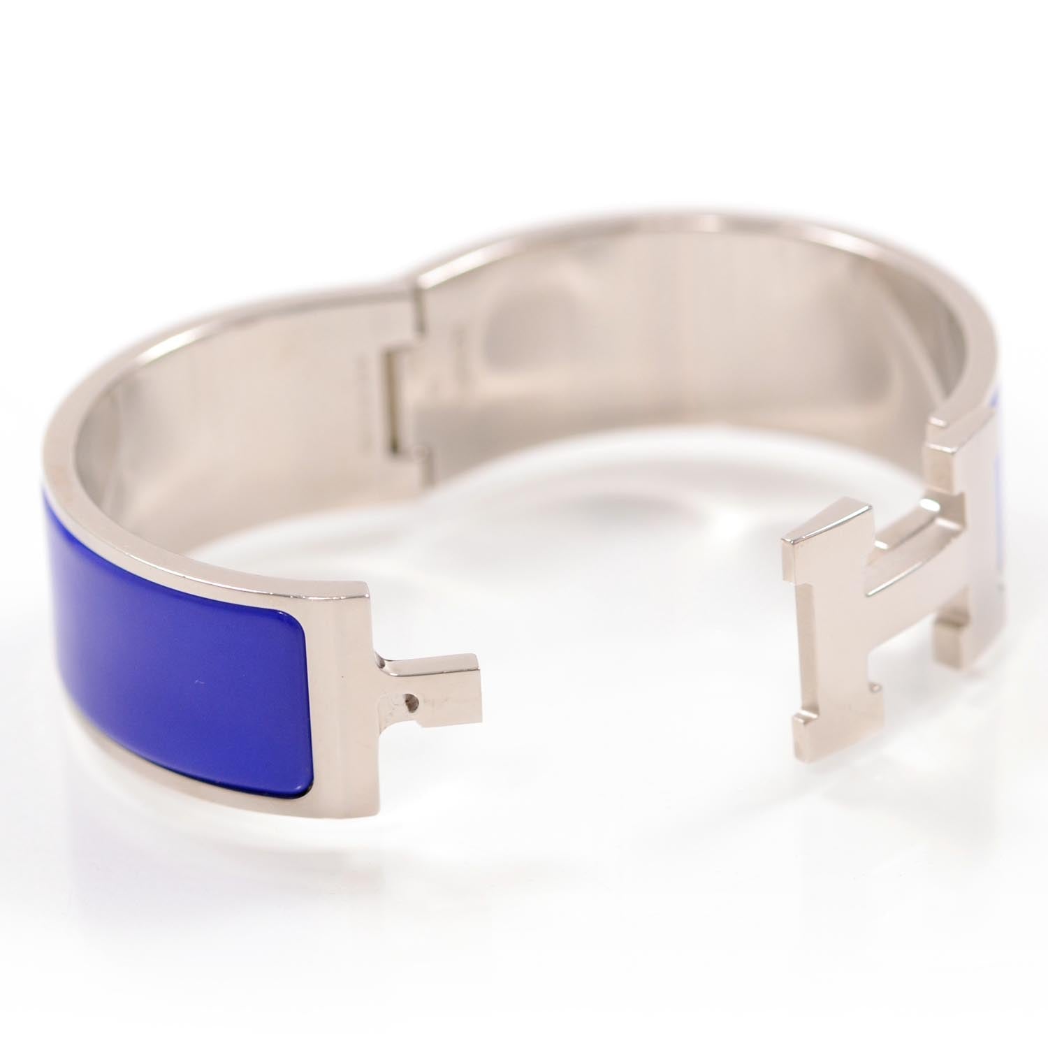 Hermes Enamel Wide Clic Clac H Bracelet Royal Bleu 3 of 6