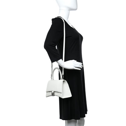 Balenciaga Grained Calfskin Small Hourglass Top Handle Bag White 2 of 13