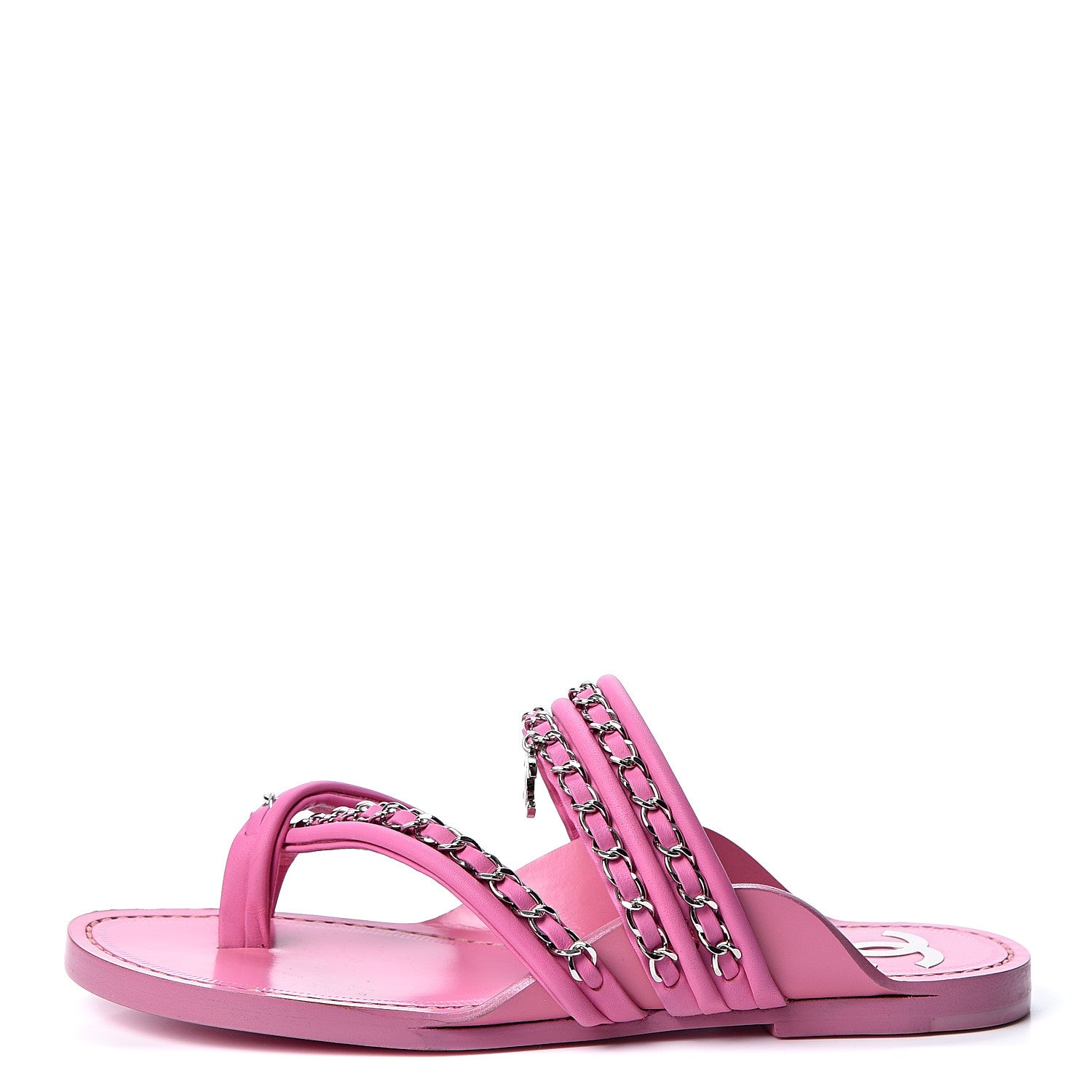Chanel Calfskin Chain CC Thong Flat Sandals 36 Pink 1 of 11