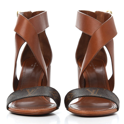 Louis Vuitton Calfskin Monogram Horizon Sandal 39 Cognac Brown 3 of 38