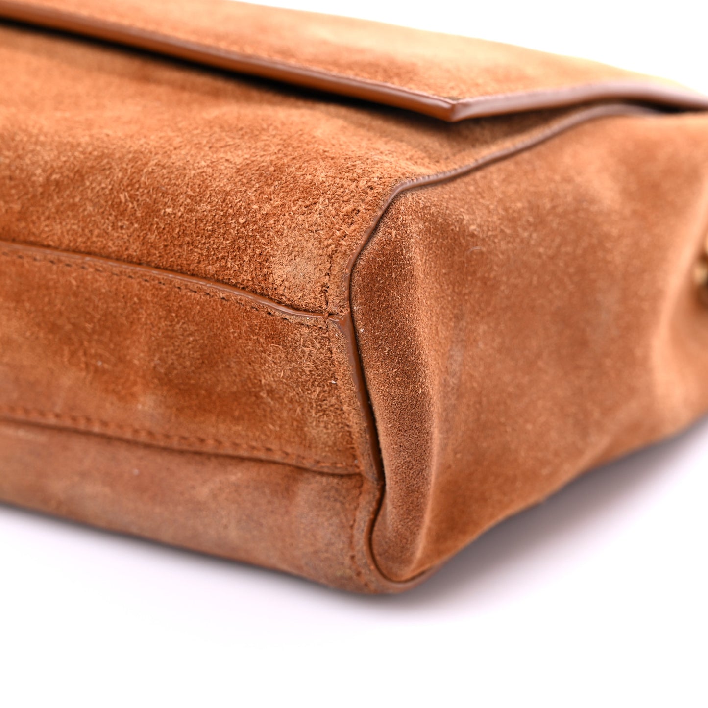 Smooth Calfskin Suede Medium Reversible Monogram Kate Satchel Light Ochre