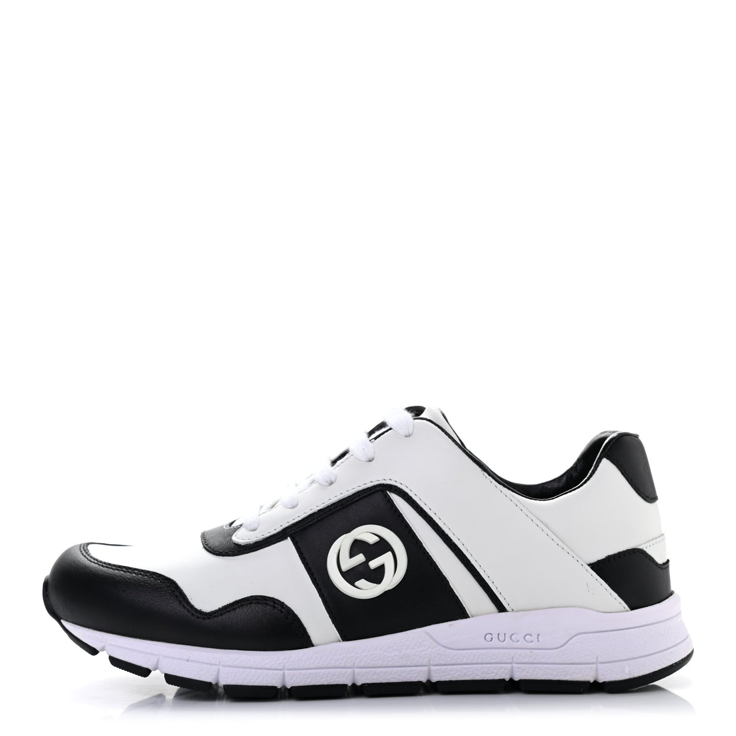 Calfskin Womens Interlocking G Sneakers 36.5 Black White