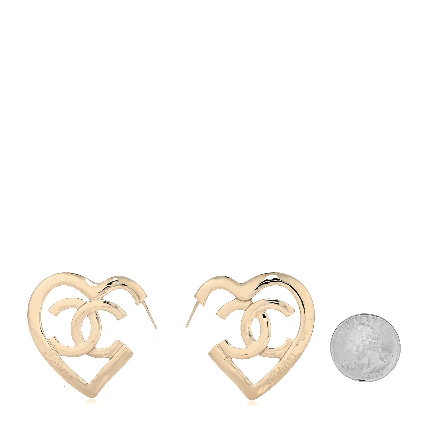 Chanel Metal CC Heart Coco In Love Hoop Earrings Gold 2 of 4