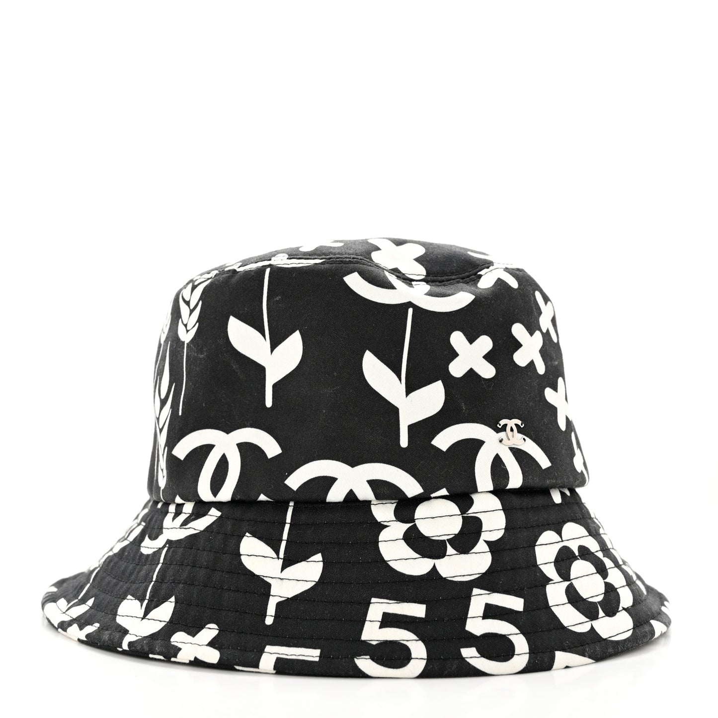Cotton Bucket Hat M Black White