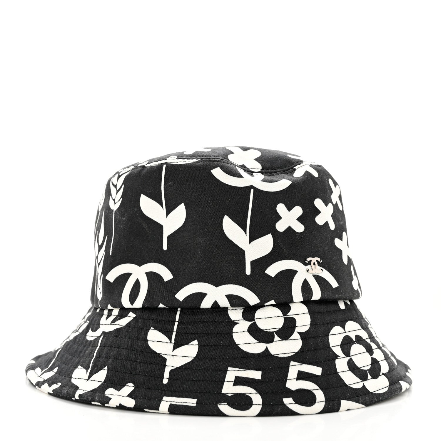 Chanel Cotton Bucket Hat M Black White 3 of 8