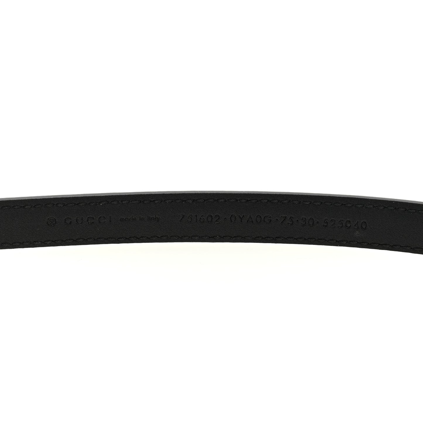 Plutone Calfskin Gucci Buckle 20mm Thin Belt 75 30 Black