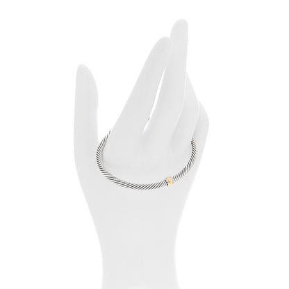 David Yurman Sterling Silver 18K Yellow Gold 4mm Station Cable Bracelet 2 of 4