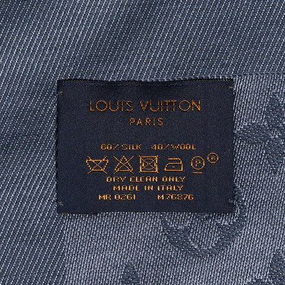 Louis Vuitton Silk Wool Monogram Denim Shawl Blue 4 of 4