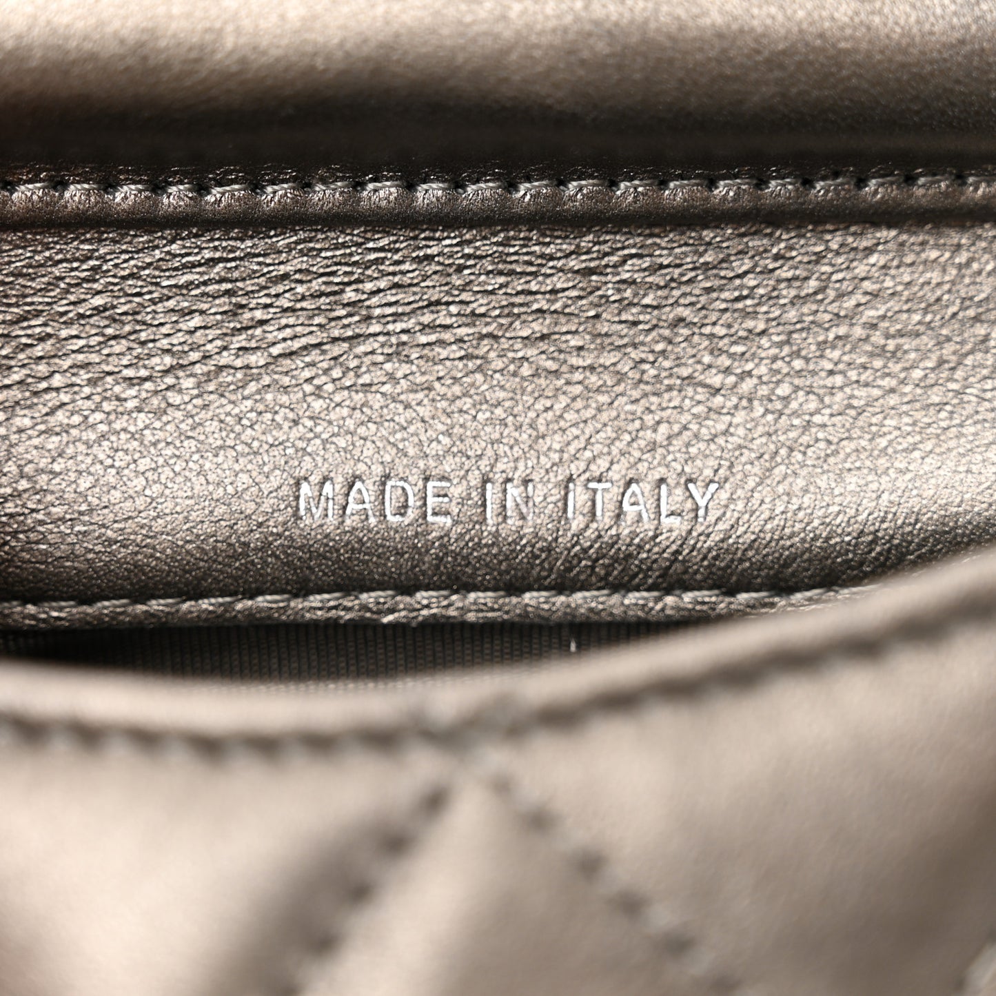 Metallic Calfskin Quilted Mini Coco Mail Clutch Ruthenium