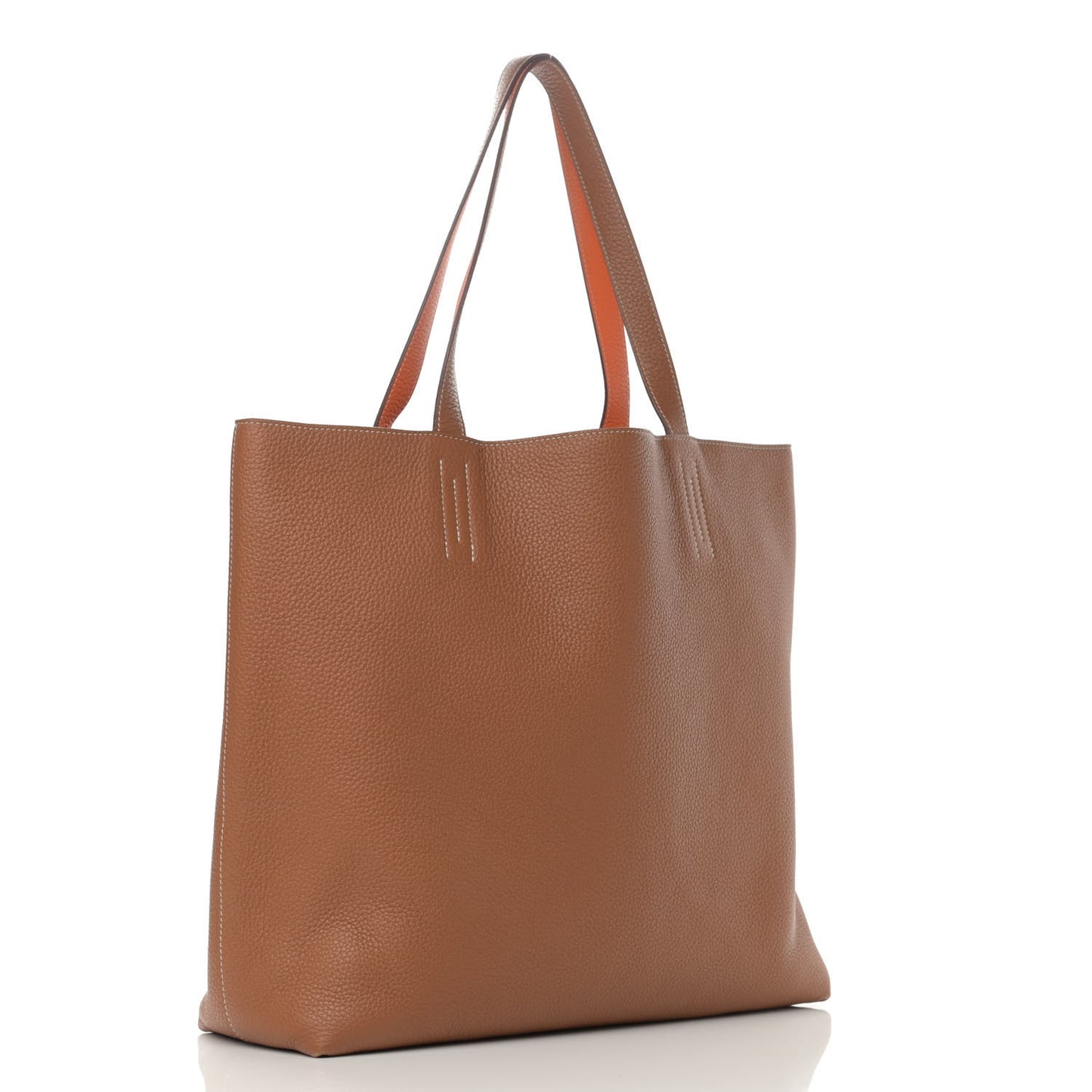 Taurillon Clemence Double Sens 45 Reversible Tote Orange Gold