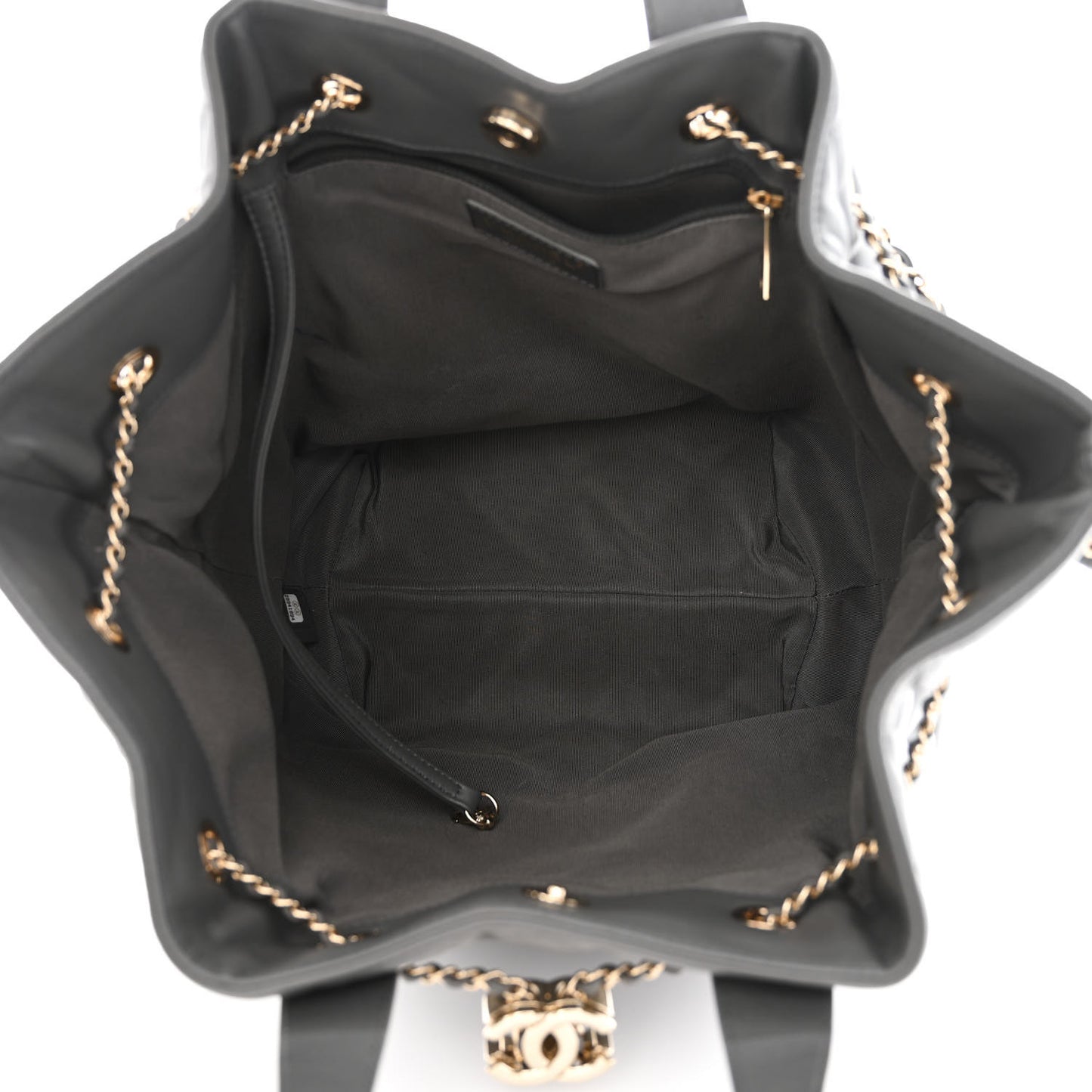 Lambskin Quilted CC Dweller Drawstring Tote Grey