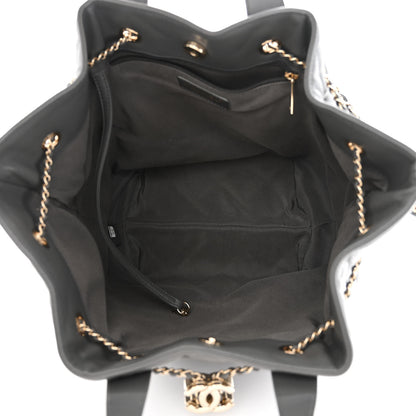 Chanel Lambskin Quilted CC Dweller Drawstring Tote Grey 5 of 10