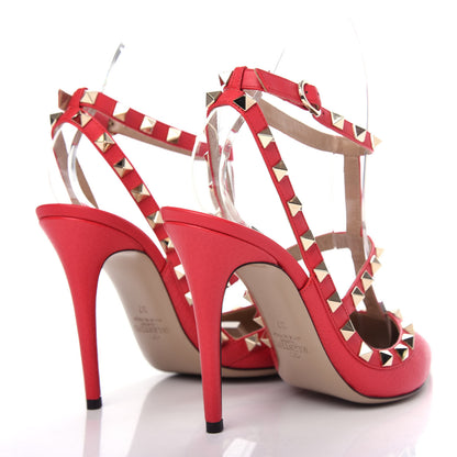 Valentino Garavani Pebbled Calfskin Rockstud Ankle Strap Pumps 37 Raspberry 4 of 9