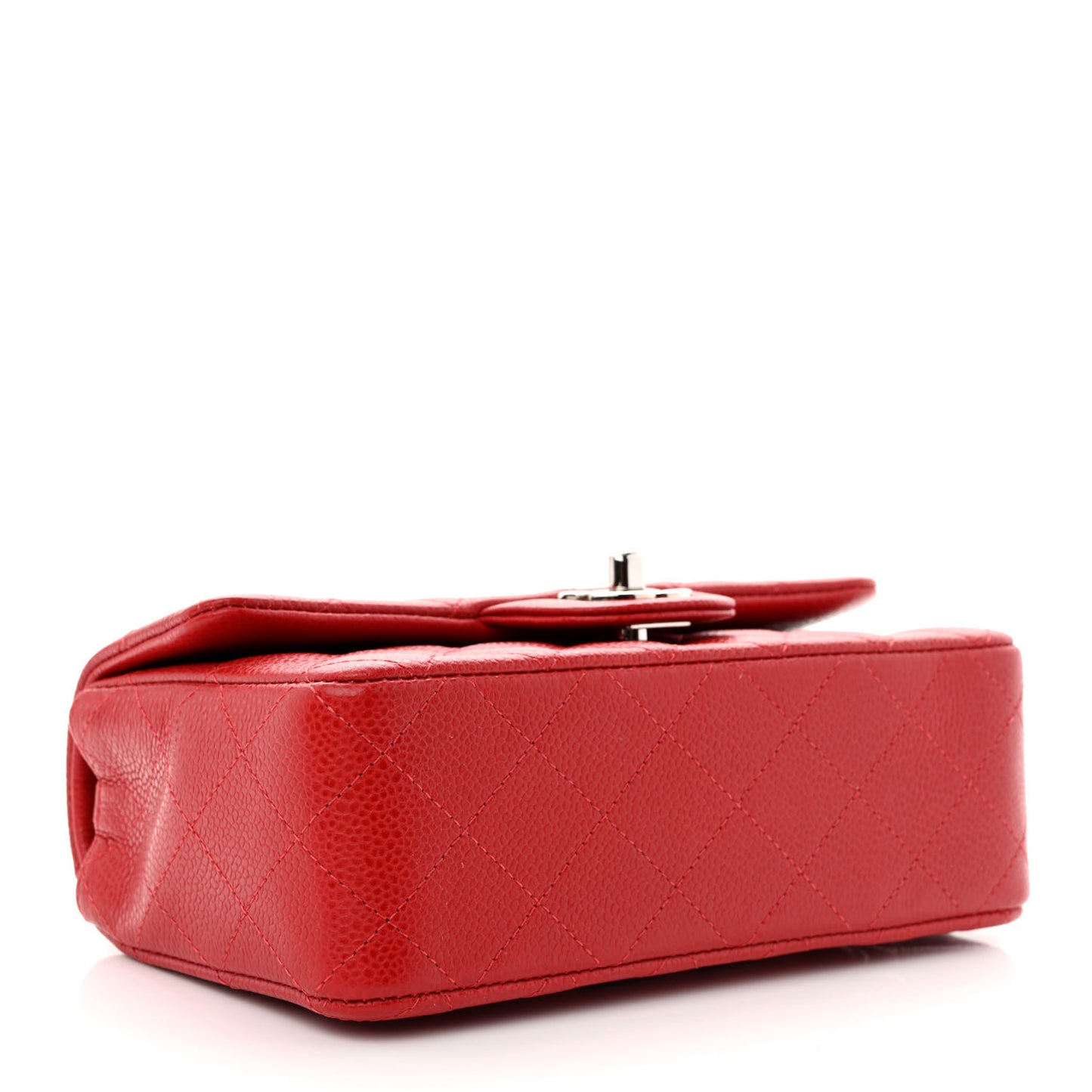 Caviar Quilted Mini Rectangular Flap Red
