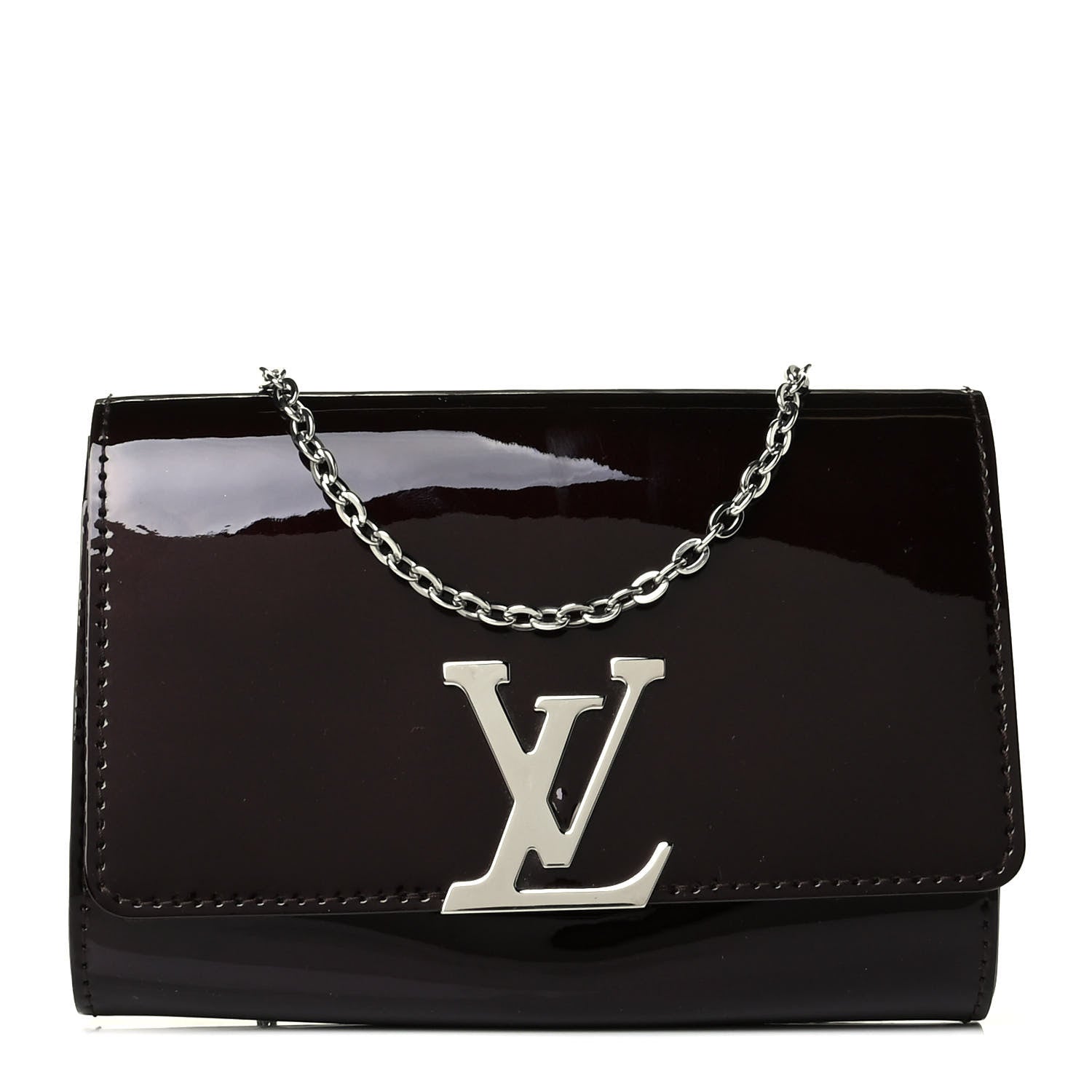 Louis Vuitton Patent Louise PM Chain Clutch Amarante 1 of 5