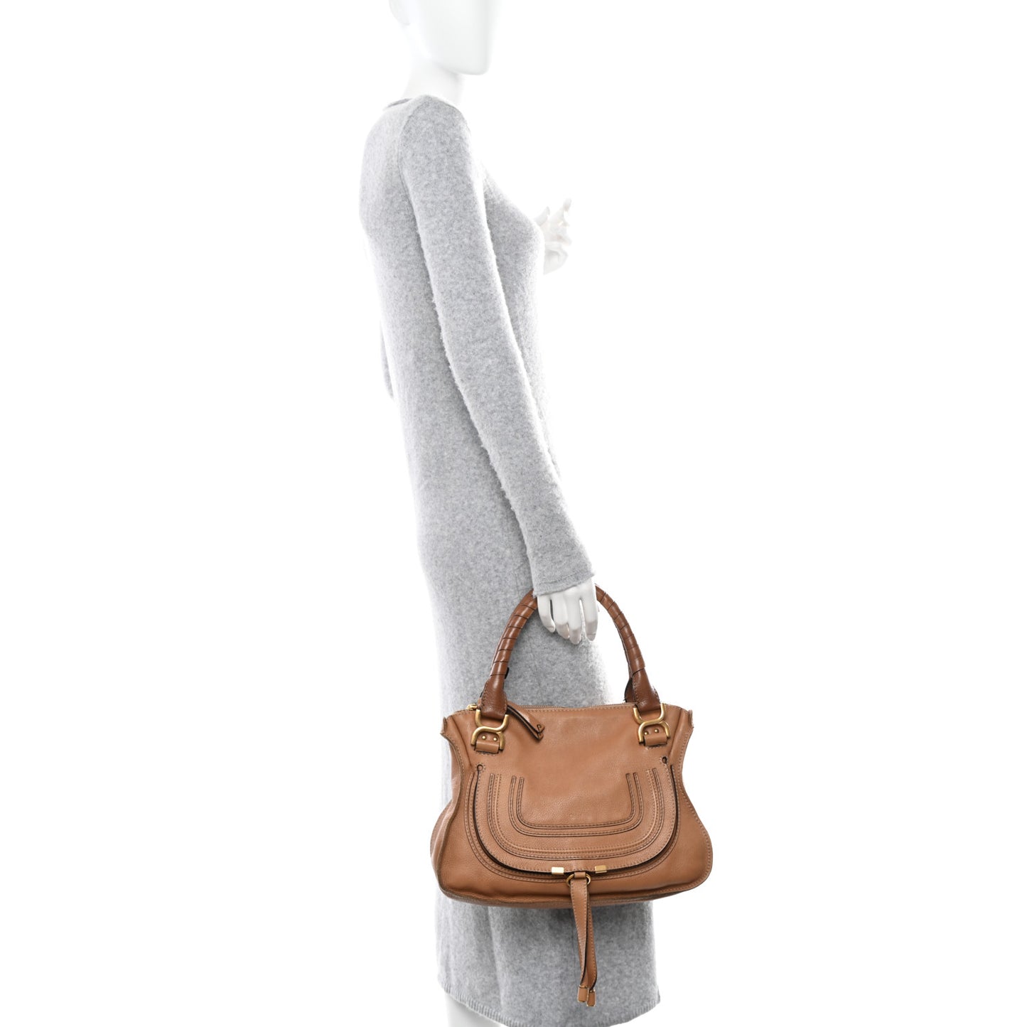 Calfskin Small Marcie Satchel Nut