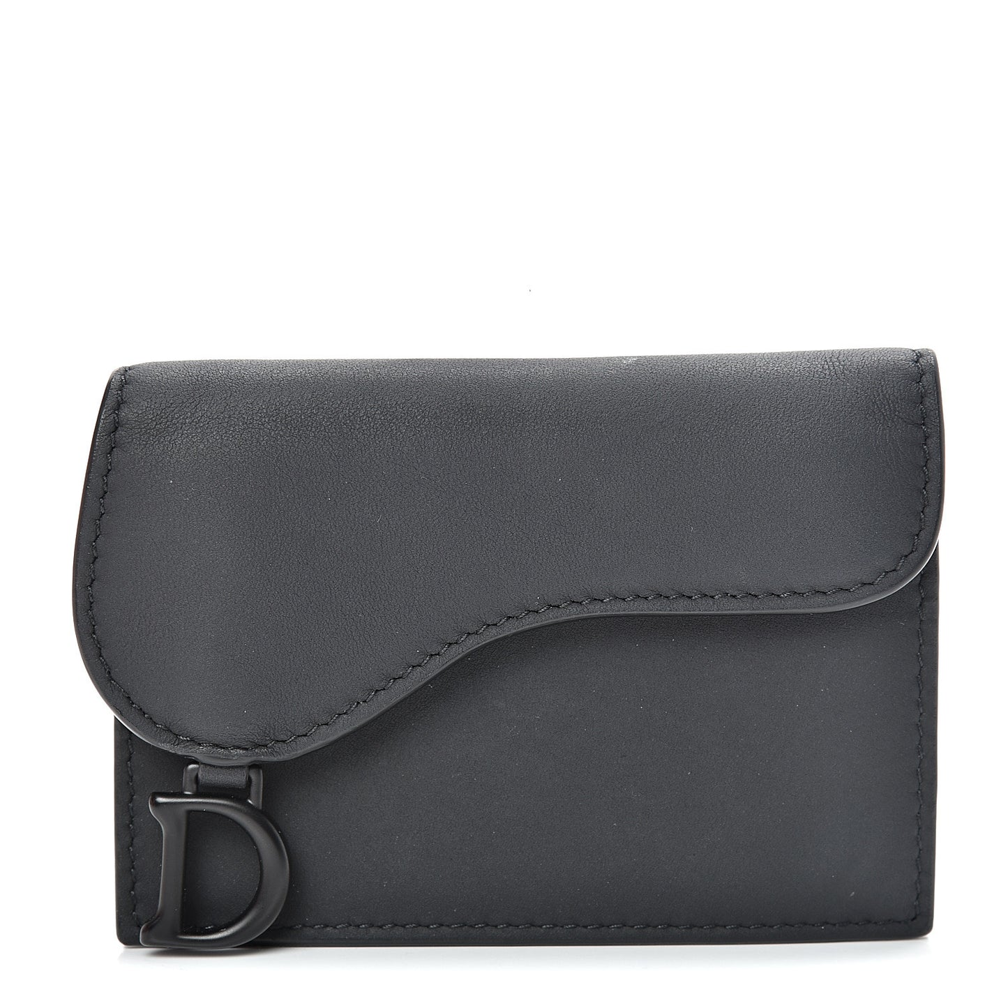 Ultra Matte Calfskin Saddle Card Holder Black