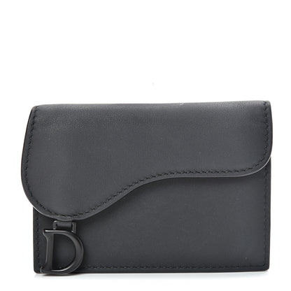 Christian Dior Ultra Matte Calfskin Saddle Card Holder Black 1 of 7