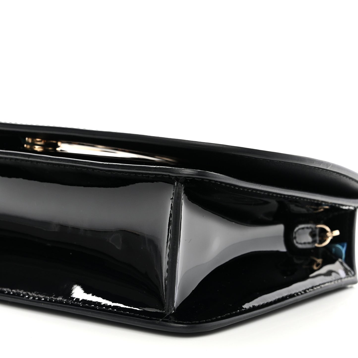 Patent Calfskin Mini Vela Flap Bag Black