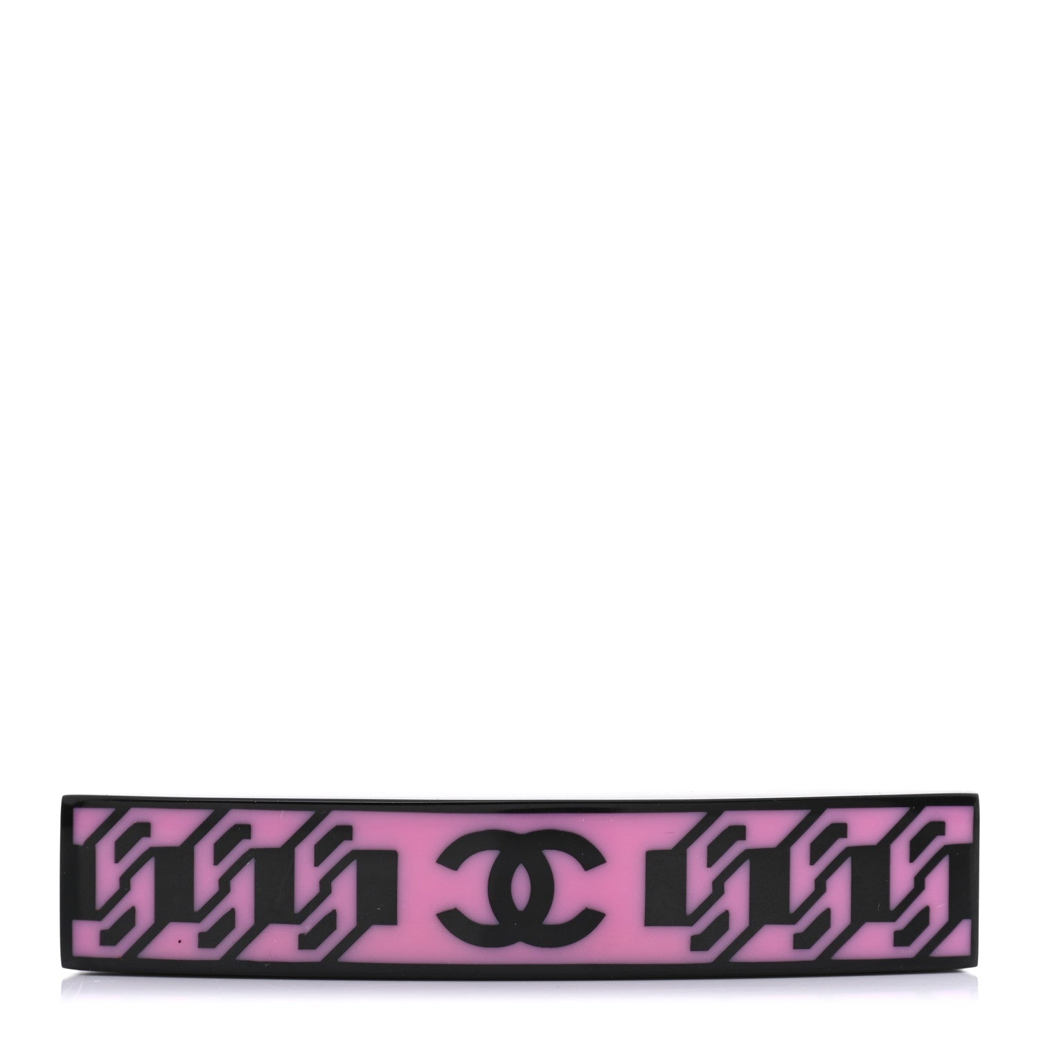Chanel Resin Chain CC Hair Clip Barrette Black Pink 1 of 8