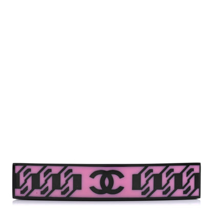 Chanel Resin Chain CC Hair Clip Barrette Black Pink 1 of 8