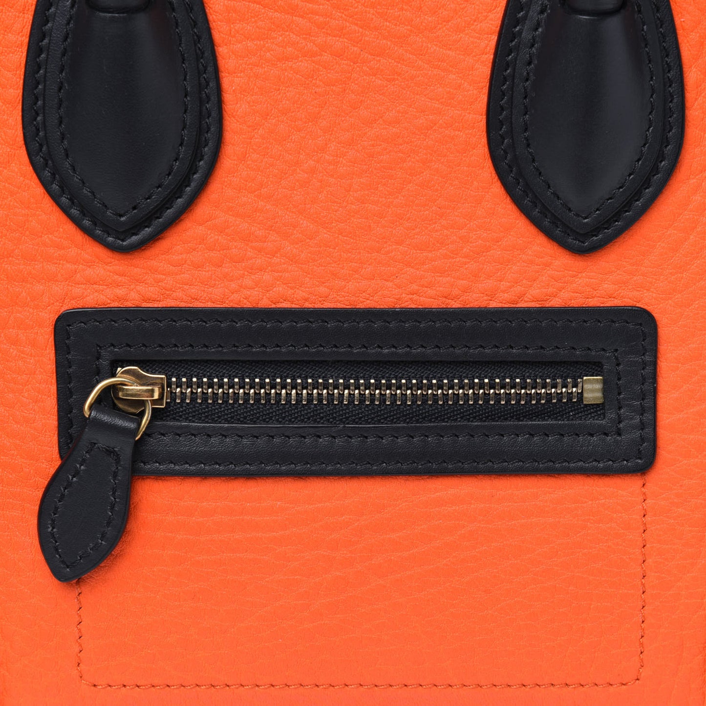 Elephant Calfskin Nano Tri-Color Luggage Bright Orange