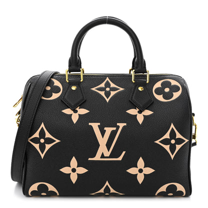 Louis Vuitton Empreinte Monogram Giant Speedy Bandouliere 25 Black Beige 1 of 9