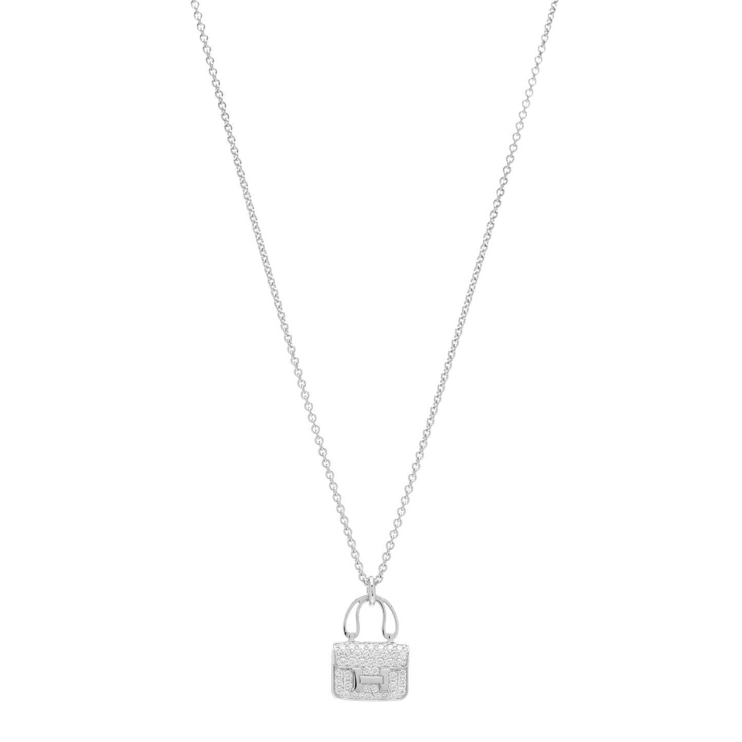 18K White Gold Diamond Constance Amulettes Pendant Necklace