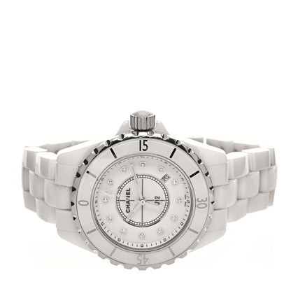 Chanel Stainless Steel Ceramic Diamond 33mm J12 Quartz Watch White 2 of 5