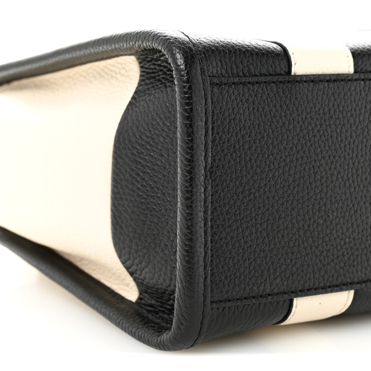 Grained Calfskin Small The Tote Bag Ivory Black
