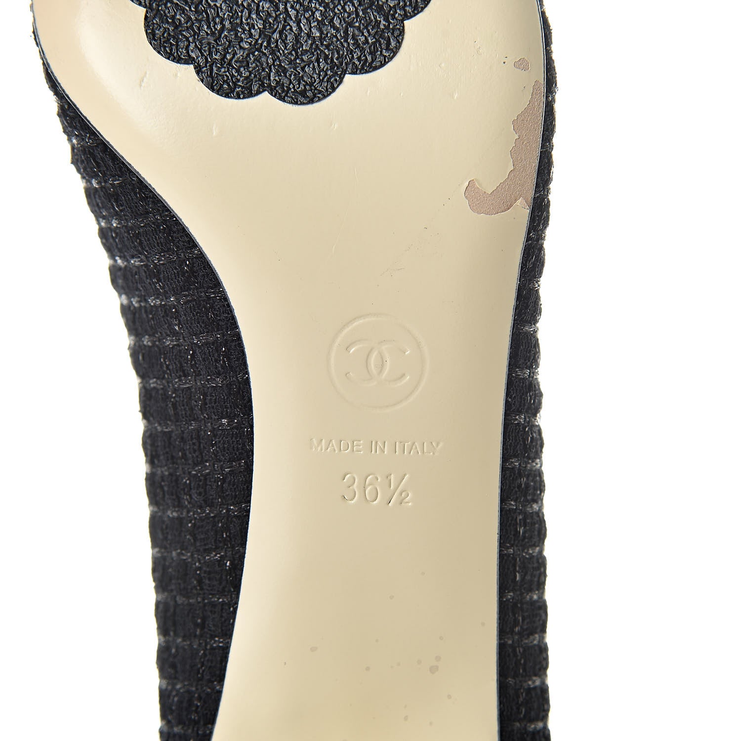 Chanel Lambskin Tweed CC Pump 36.5 Black 8 of 14