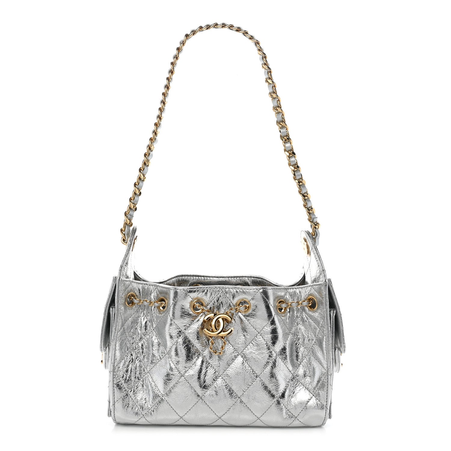Chanel Metallic Aged Calfskin Quilted Mini Chanel 25 Handbag Silver 1 of 11