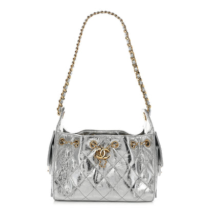 Chanel Metallic Aged Calfskin Quilted Mini Chanel 25 Handbag Silver 1 of 11