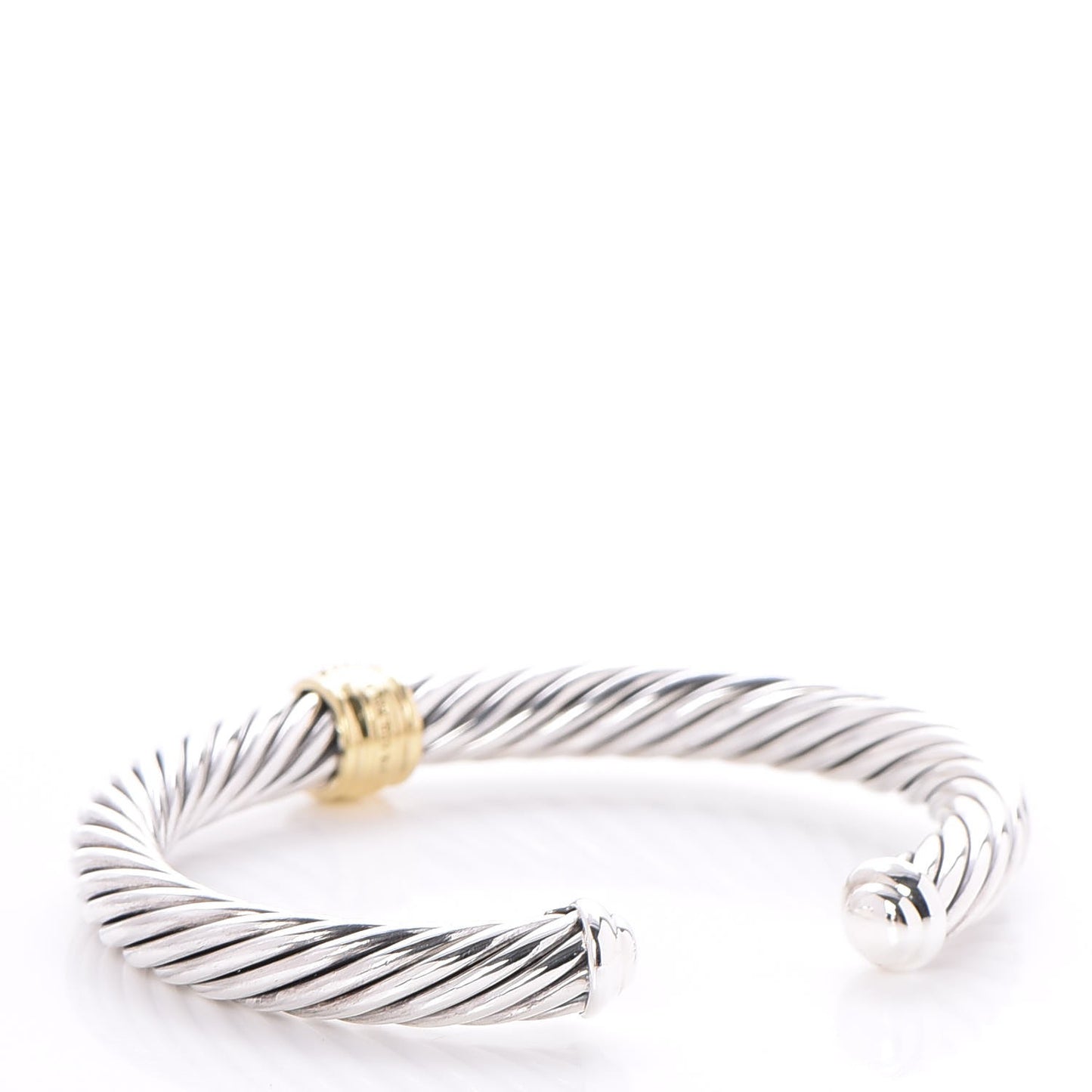 Sterling Silver 18K Yellow Gold Diamond 7mm Cable Classics Bracelet