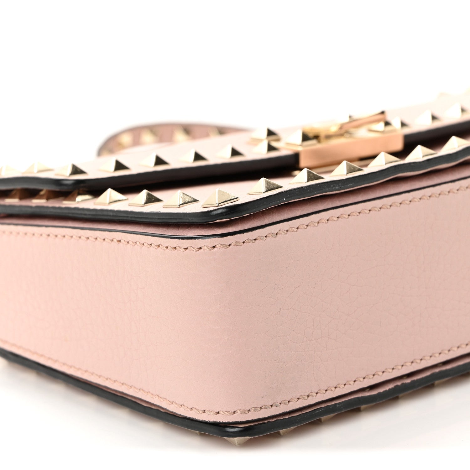 Valentino Garavani Pebbled Calfskin Rockstud Flip Lock Chain Crossbody Bag Poudre 8 of 11
