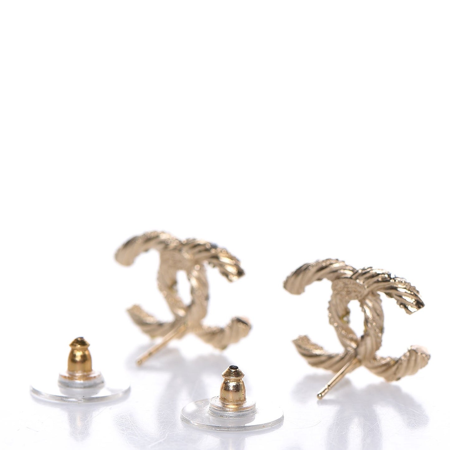 Crystal Twisted CC Earrings Gold