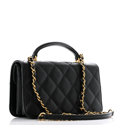 Chanel Caviar Quilted Mini Top Handle Flap Black 3 of 15
