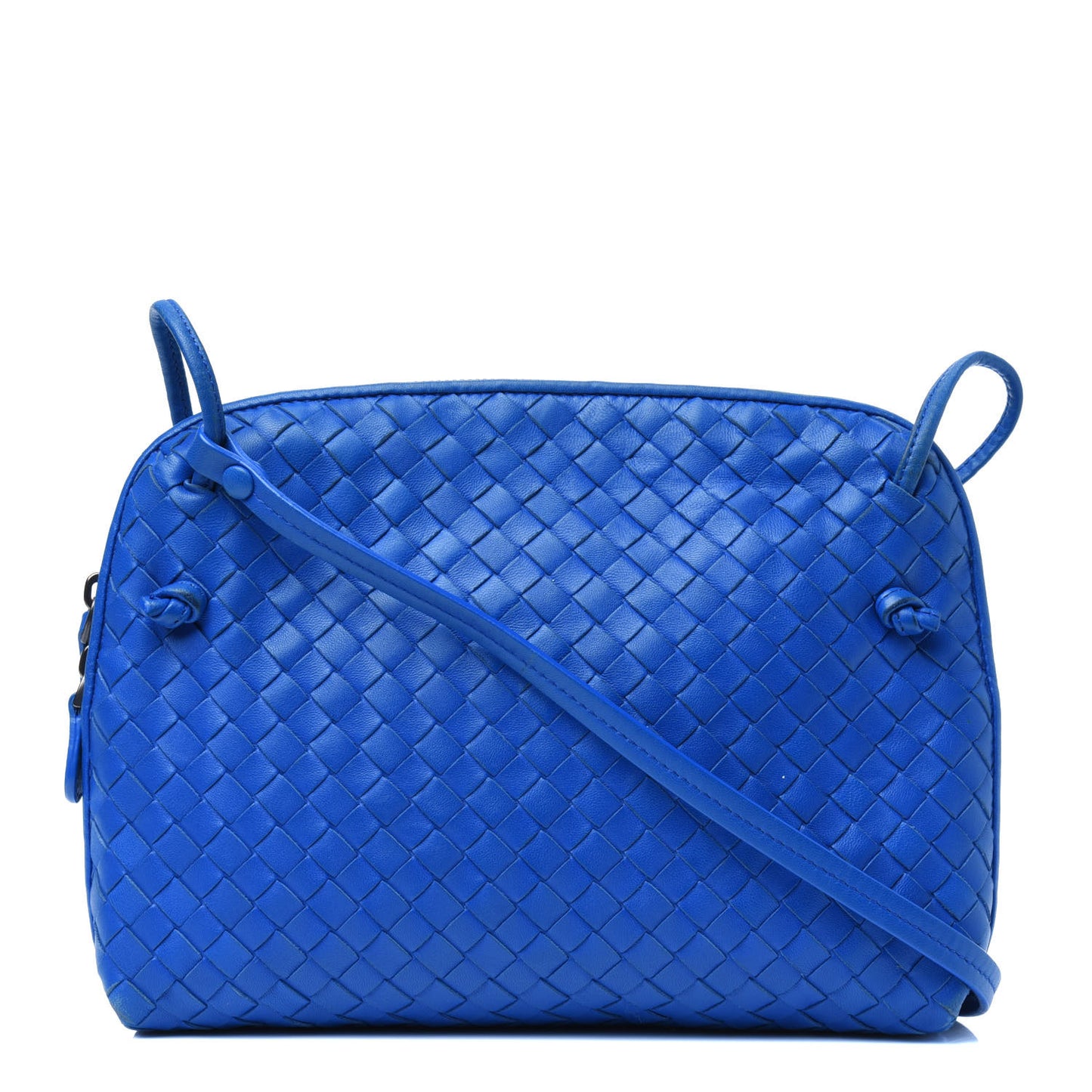 Nappa Intrecciato Pillow Crossbody Messenger Signal Blue