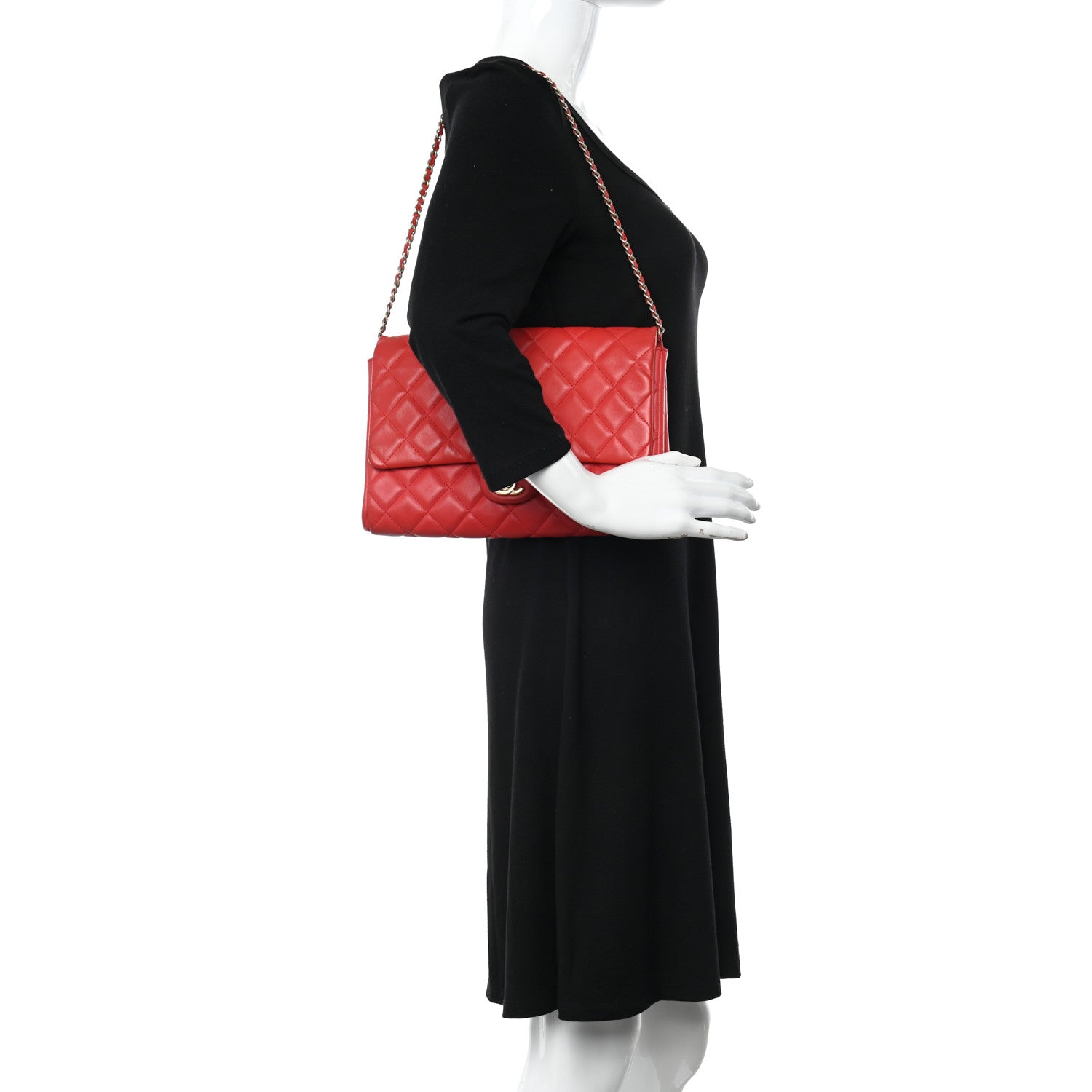 Chanel Lambskin Quilted Clutch with Chain Flap Red 2 of 19