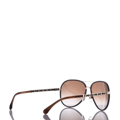Chanel Metal Polarized Pilot Winter Sunglasses 4219-Q Brown 4 of 7