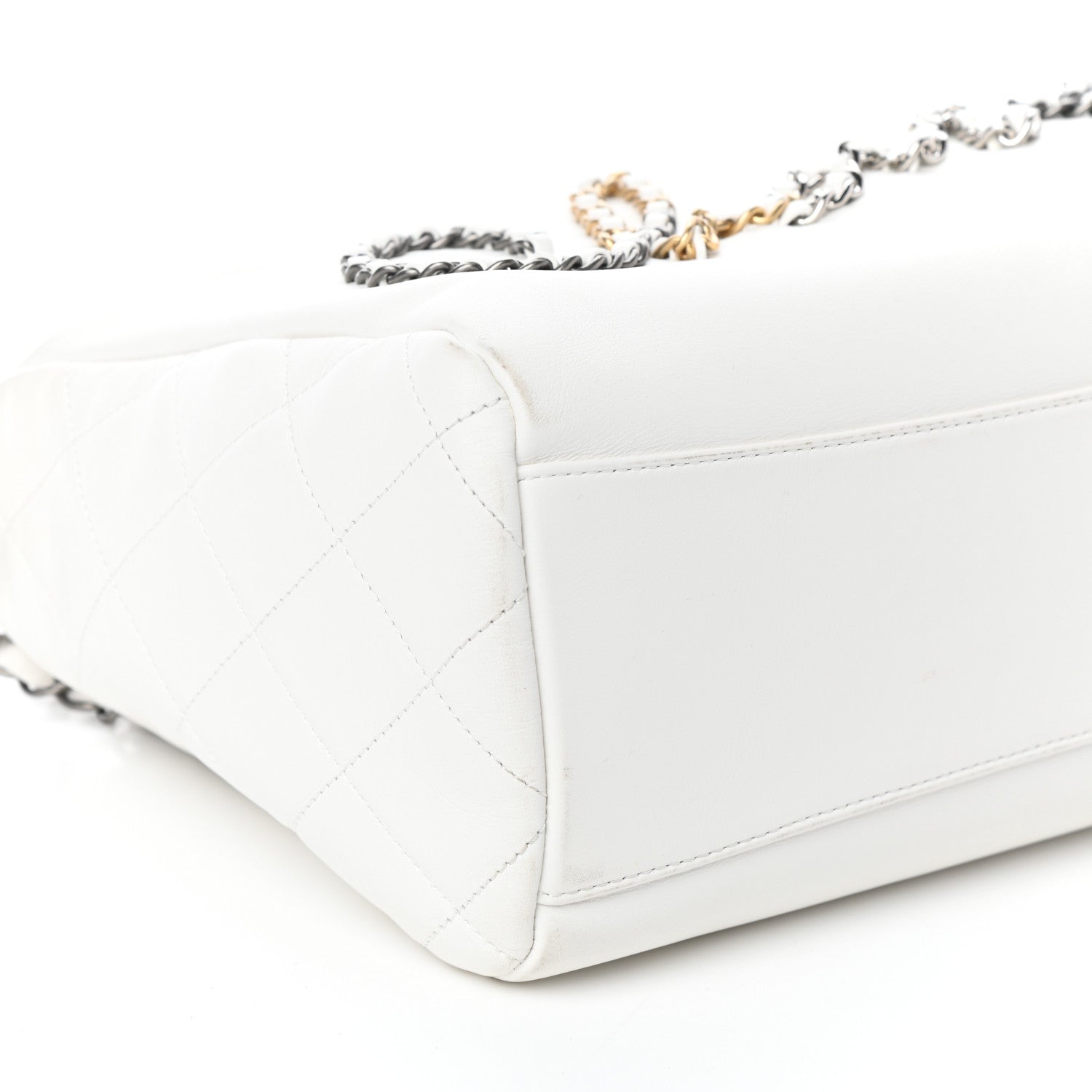 Chanel Calfskin Chain 20s Signature Hobo White 10 of 11