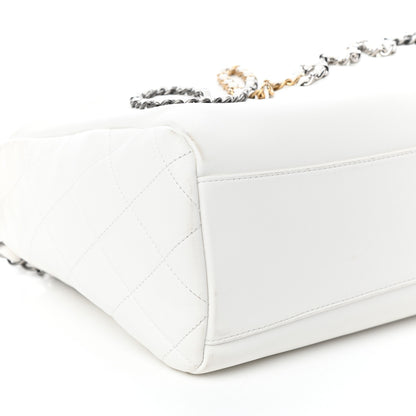 Chanel Calfskin Chain 20s Signature Hobo White 10 of 11