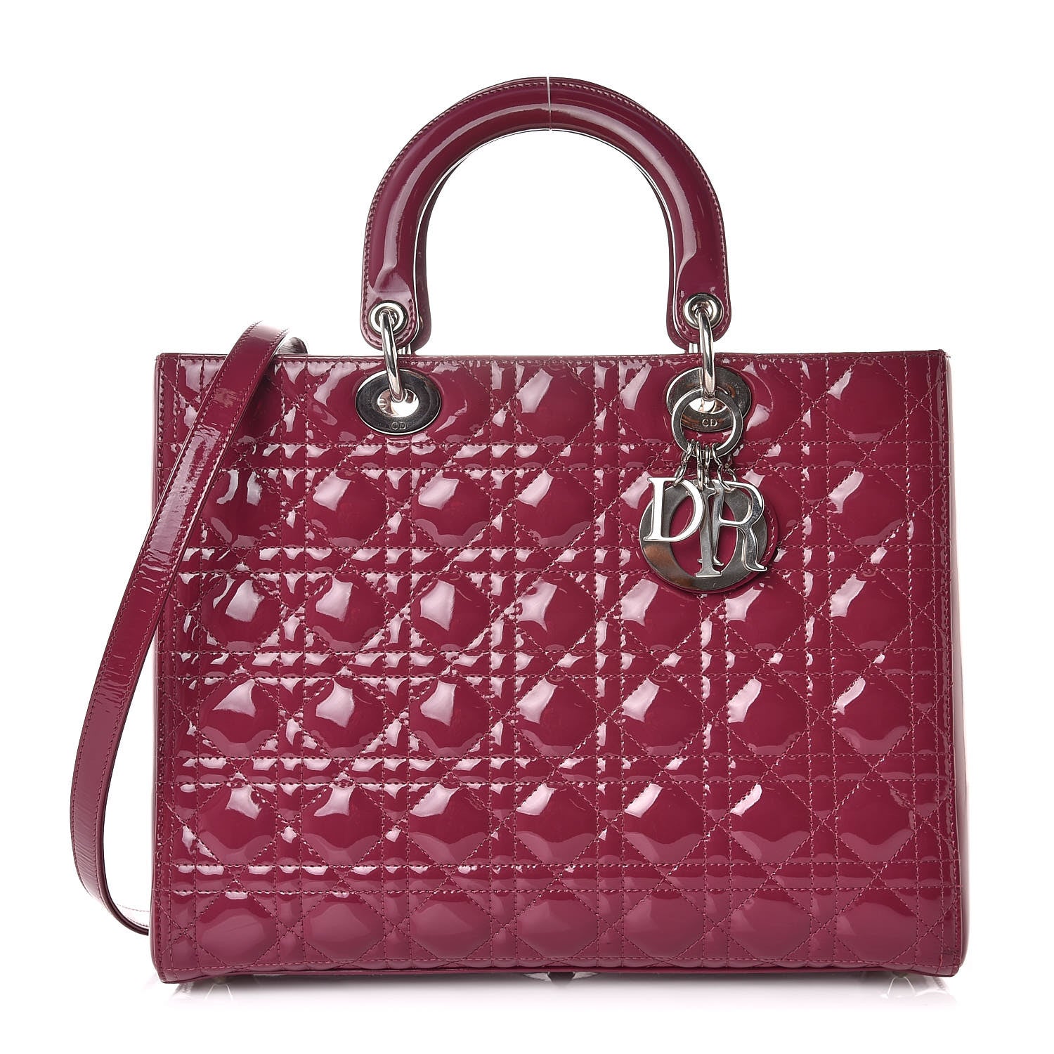 Christian Dior Patent Cannage Large Lady Dior Dark Pink 1 of 9