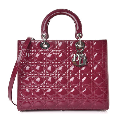 Christian Dior Patent Cannage Large Lady Dior Dark Pink 1 of 9