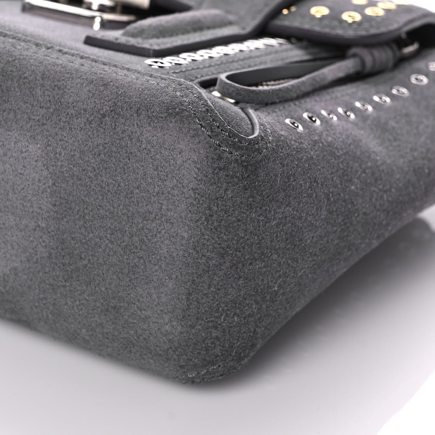 Suede Eyelet Mini Pashli Satchel Grey