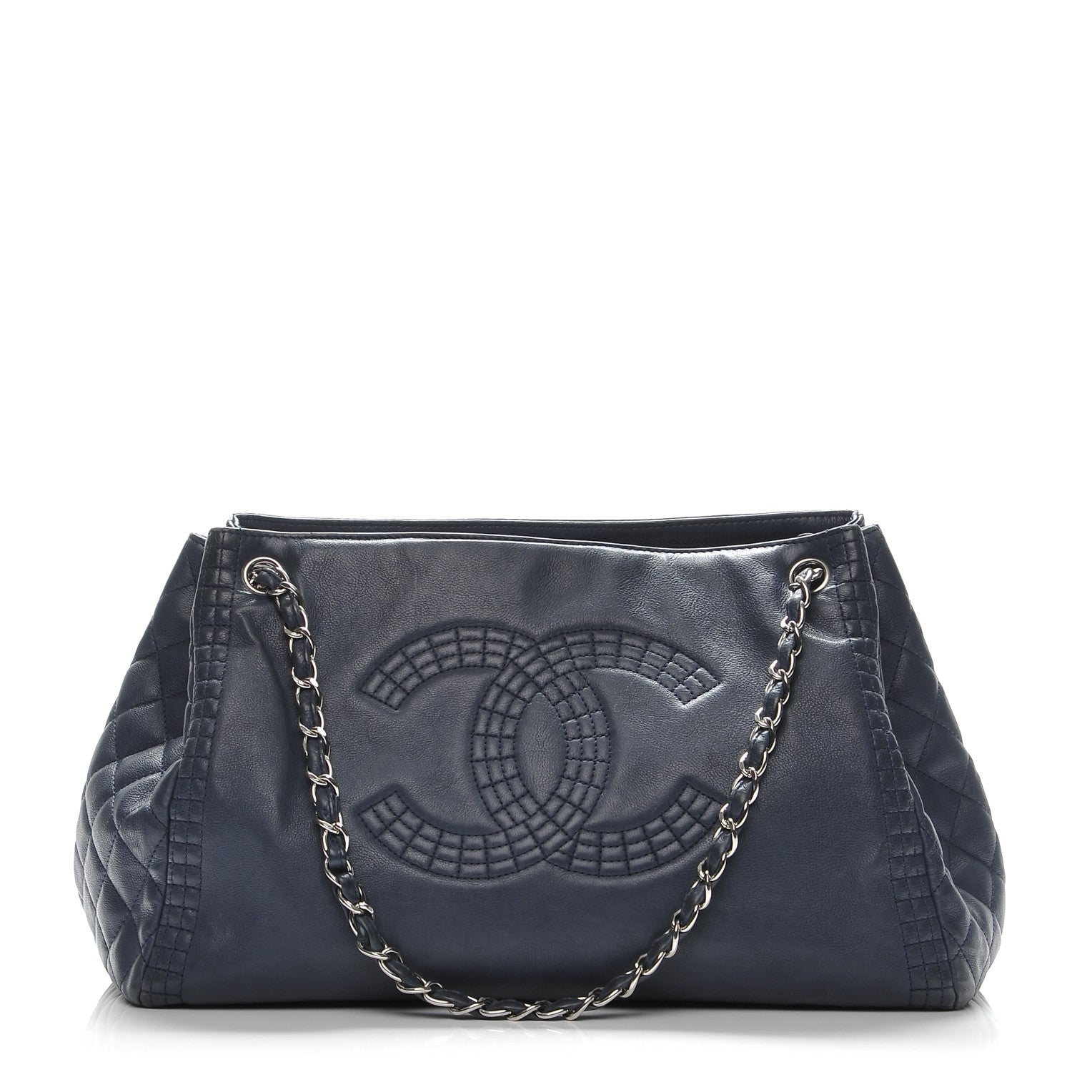 Chanel Calfskin Coco Bengal Open Accordion Tote Blue 1 of 11