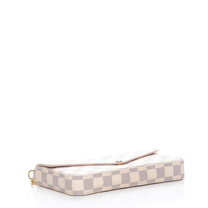 Louis Vuitton Damier Azur Pochette Felicie Chain Wallet Rose Ballerine 4 of 10