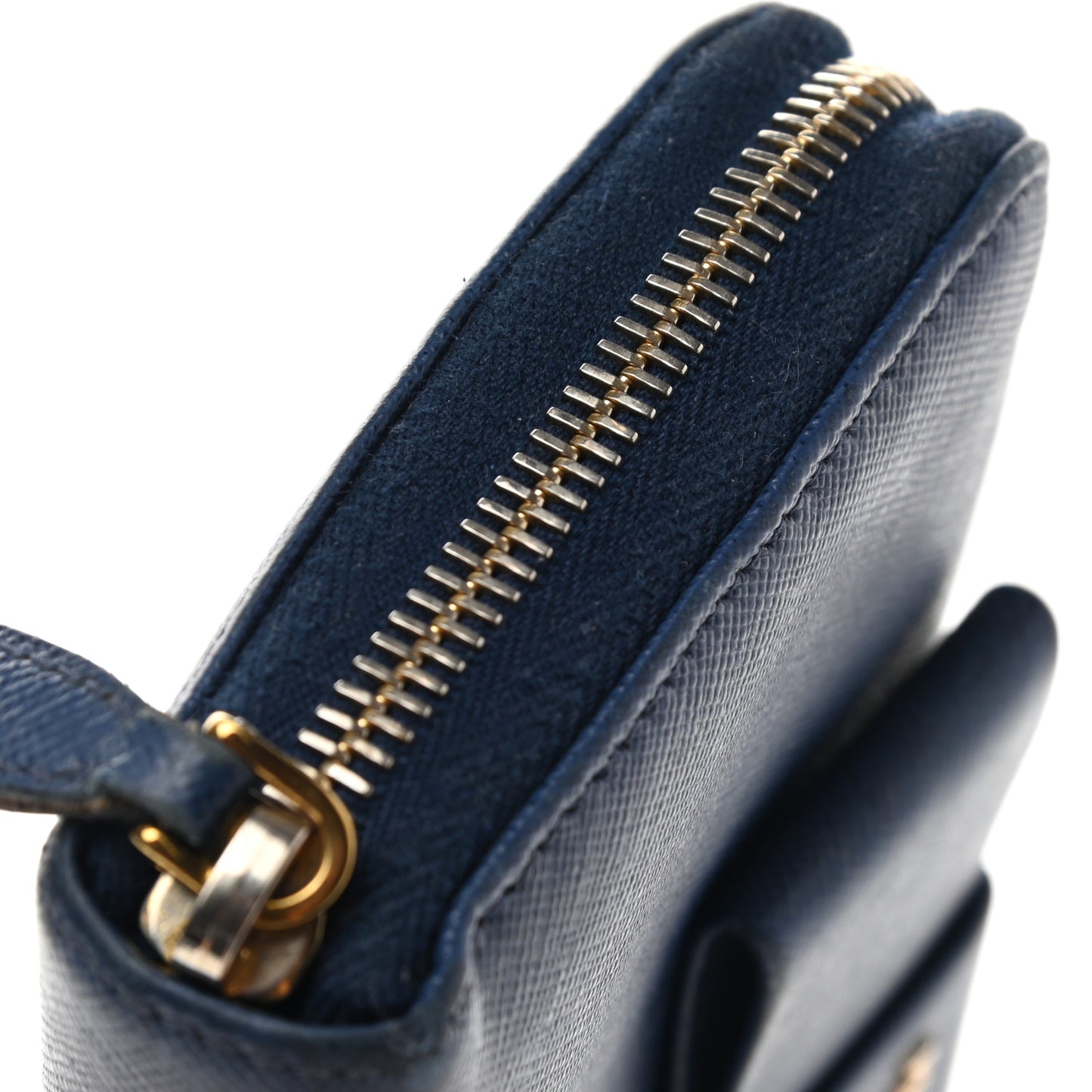 Saffiano Fiocco Bow Zip Around Wallet Bluette