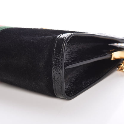 Gucci Suede Patent GG Web Small Ophidia Chain Shoulder Bag Black 10 of 13