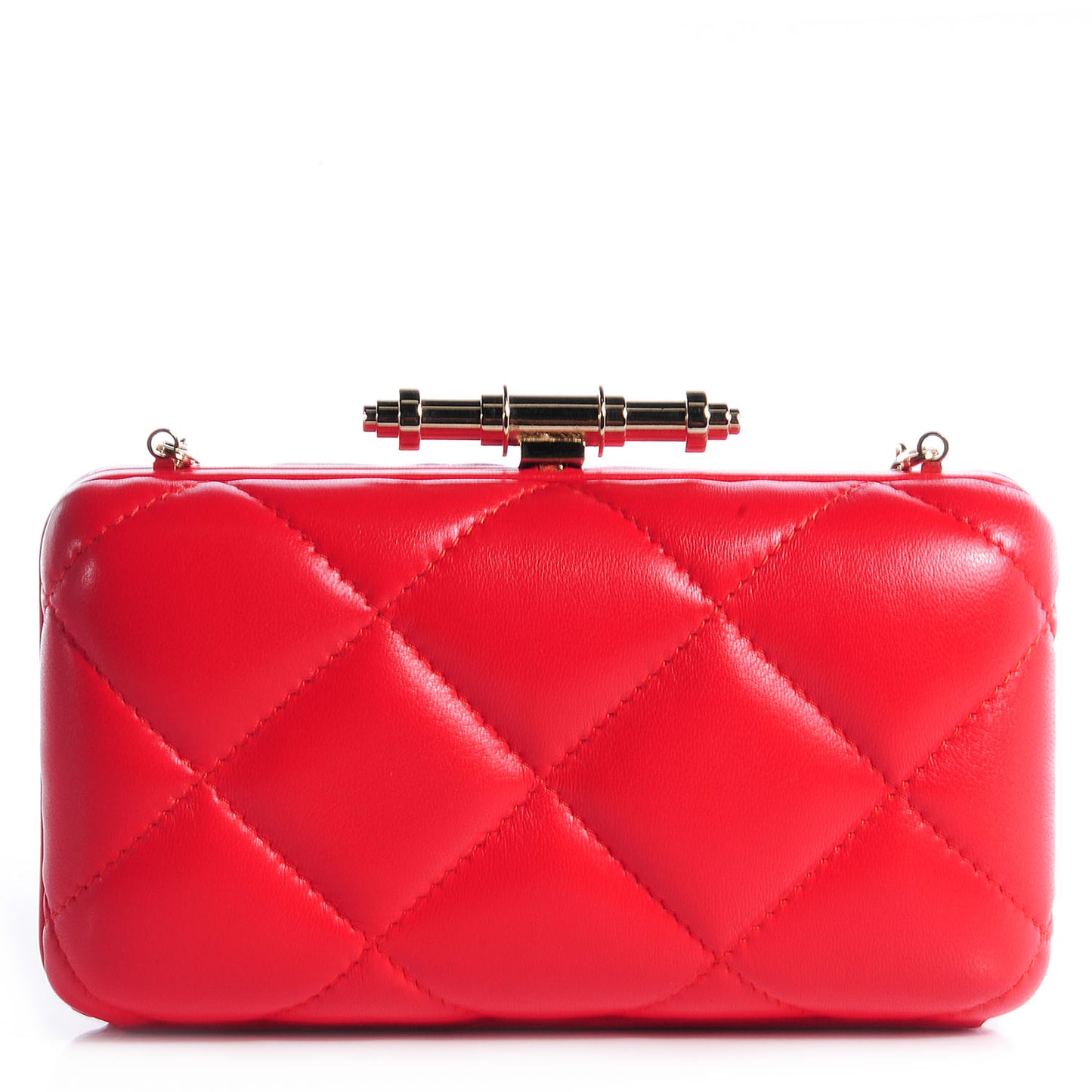 Lambskin Quilted Obsedia Minaudiere Clutch Red